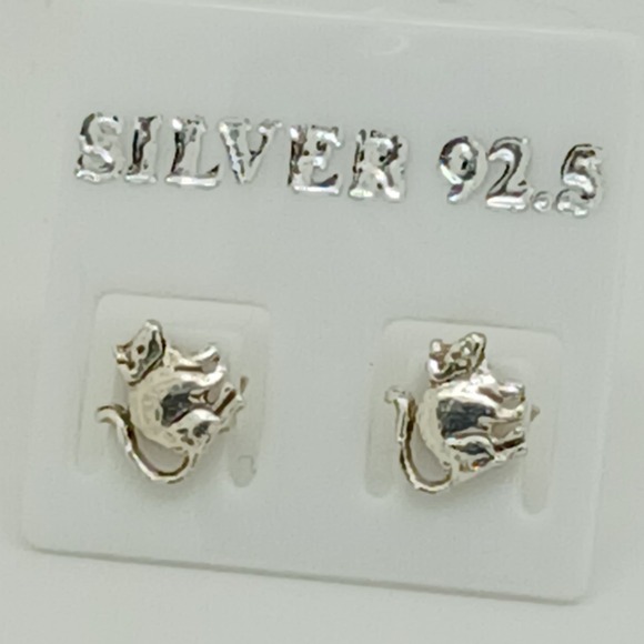 925 Sterling Silver Mouse Stud Earrings Tiny Animal Rodent Post Jewelry NEW - Picture 6 of 13